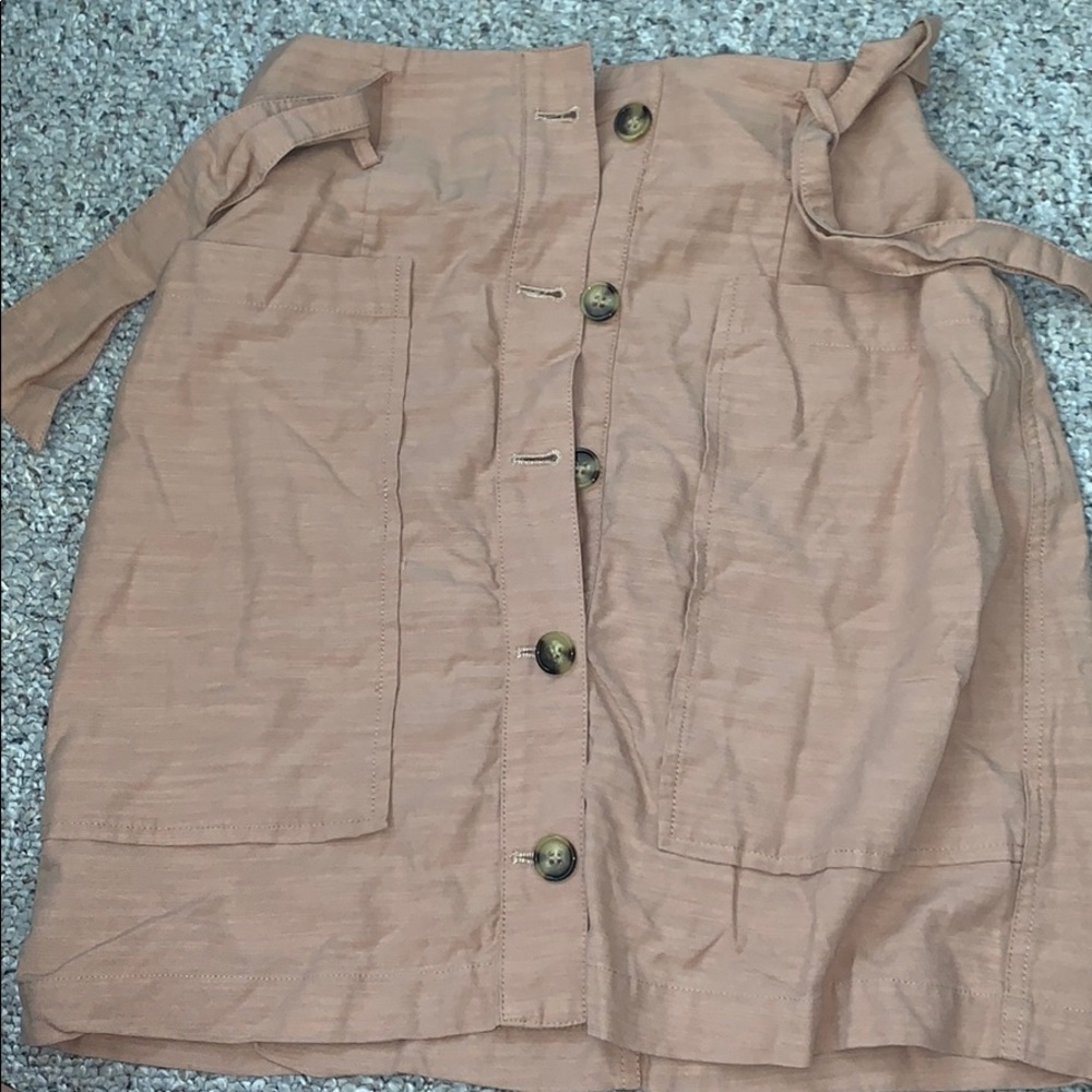 H&M Linen-Blend Paperbag skirt